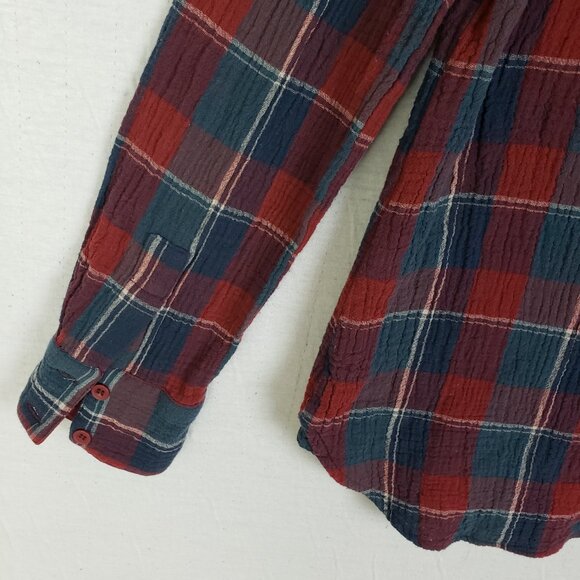 Garnet Hill Plaid Shirt Organic Cotton Button Up size 8 Gauze - Picture 8 of 10